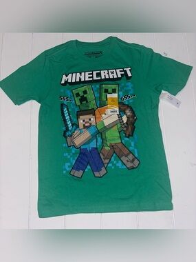 Minecraft Kids' Green Short Sleeve Tee Shirt Boys L (10/12)